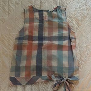 J. Crew plaid tank with bow